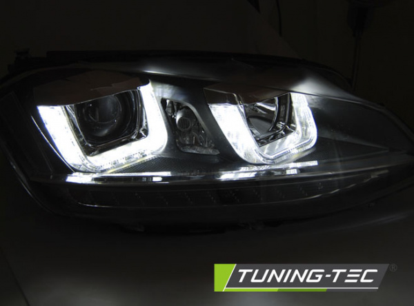 LED Tagfahrlicht Scheinwerfer für VW Golf 7 12-17 chrom / chrom mit dynamischem LED Blinker